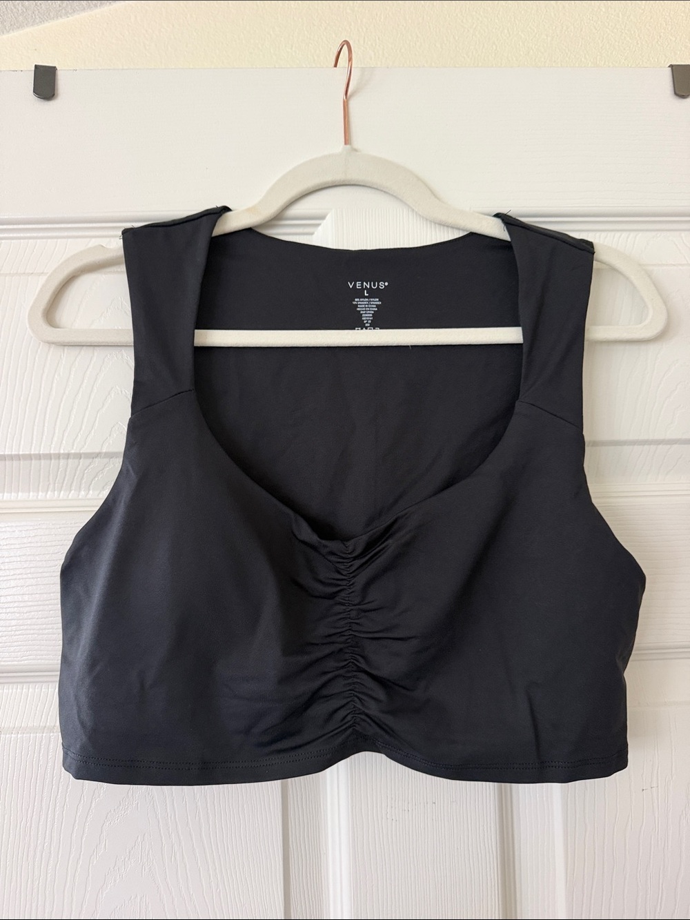 VENUS Black Ruched Front Sport Bralette